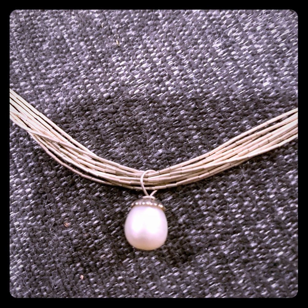 Liquid Silver Multi Chain w/ Pearl Drop *NEW*